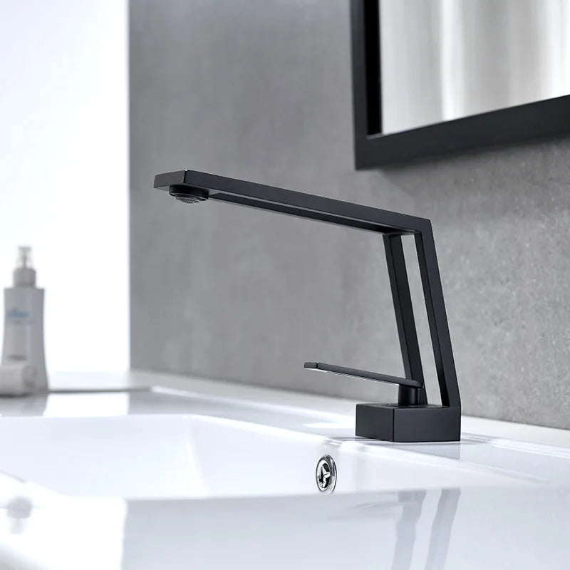 DecorBites™ Black Brass Basin Faucet Mixer with Single Handle Deck Mount