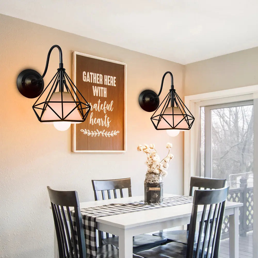 DecorBites™ Iron Cage Guard Wall Sconce Vintage LED Light for Indoor Lighting