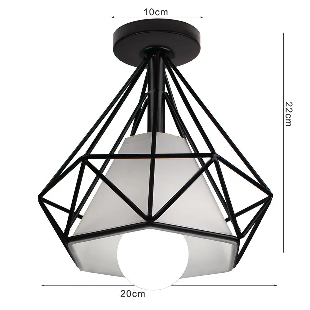 DecorBites™ Iron Cage Ceiling Light Fixture Retro Nordic Design Home Kitchen Lamp