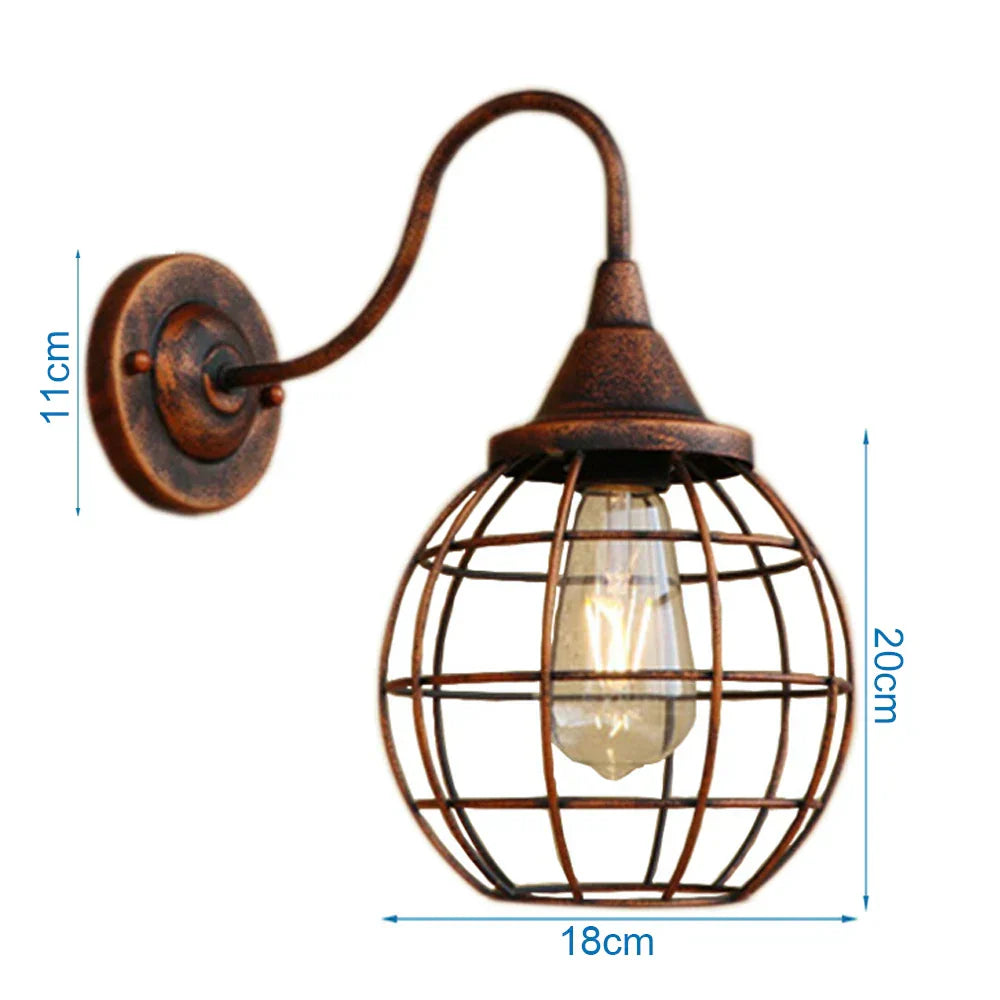 DecorBites™ Iron Cage Guard Wall Sconce Vintage LED Light for Indoor Lighting