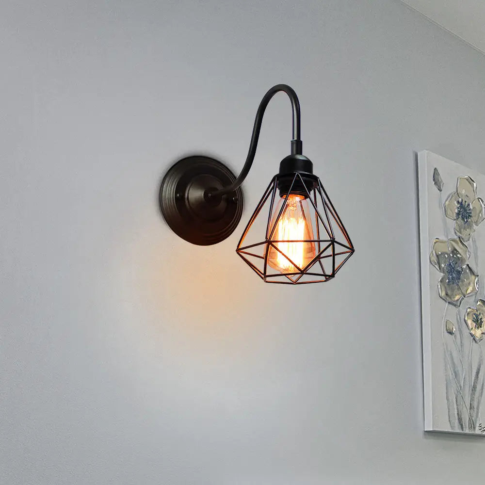 DecorBites™ Iron Cage Guard Wall Sconce Vintage LED Light for Indoor Lighting