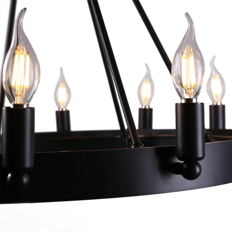DecorBites™ Industrial Vintage Chandelier: Retro Wrought Iron Pendant Light for Kitchen, Bedroom, Living Room