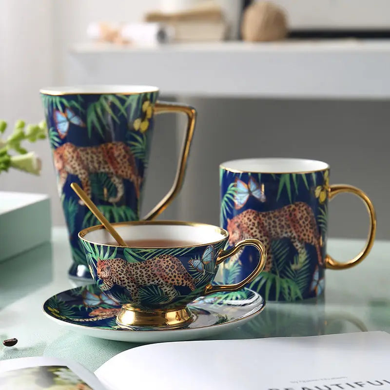 DecorBites™ Jungle Animals Bone China Coffee Mug Set for Tea Lovers and Office Use