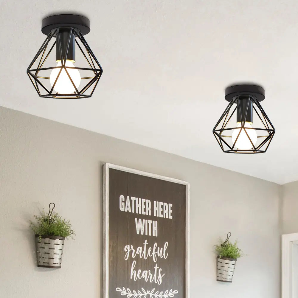 DecorBites™ Iron Cage Ceiling Light Modern Nordic Retro Black Loft E27 Home Lighting