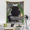 DecorBites™ Black Cat Tarot Tapestry: Psychedelic Hippie Wall Hanging Room Decor
