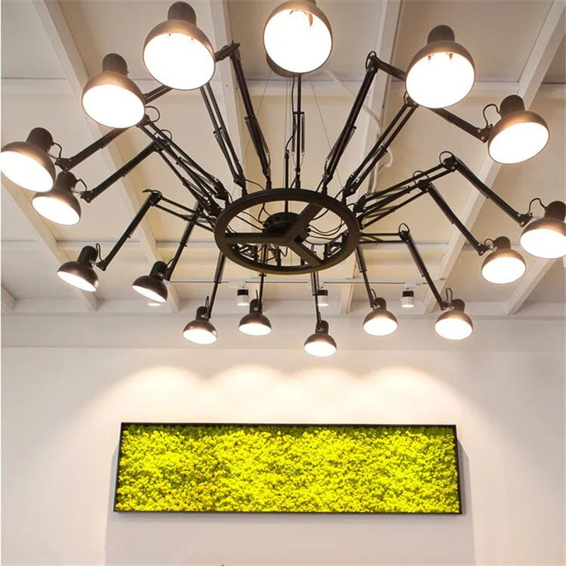 DecorBites™ Industrial Spider Ceiling Lamp Black White Adjustable E27 Fixture Light