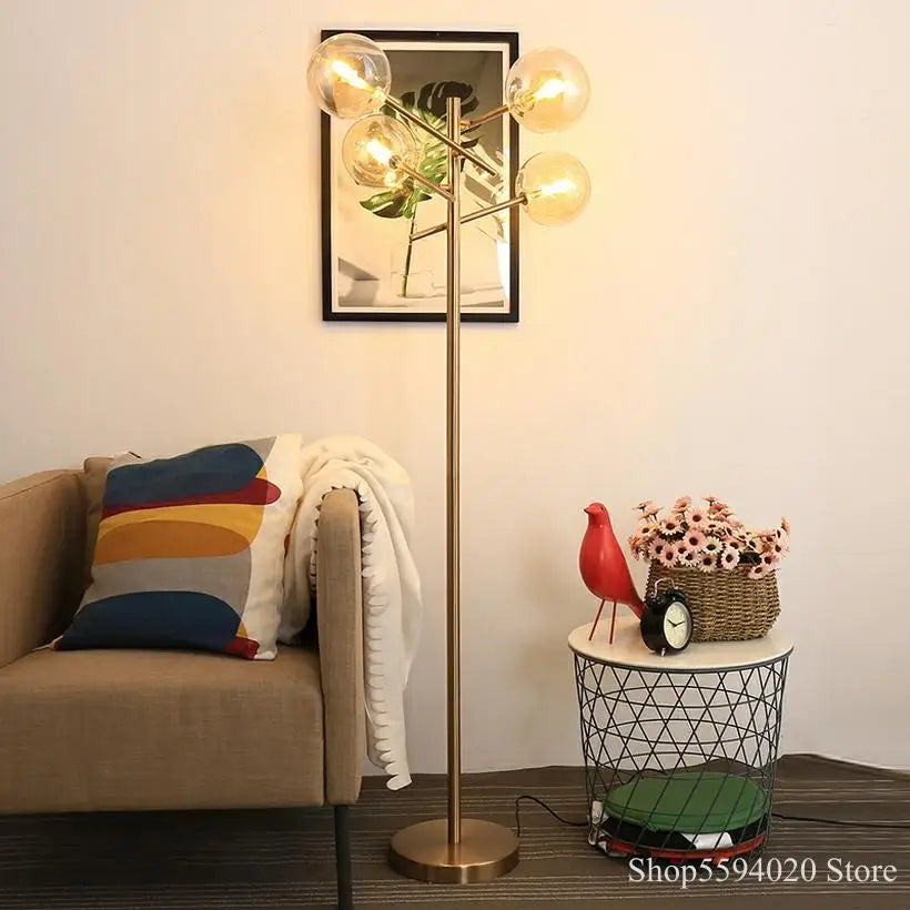 DecorBites™ Glass Bubble Ball LED Floor Lamp Post-modern Nordic Magic Bean Design