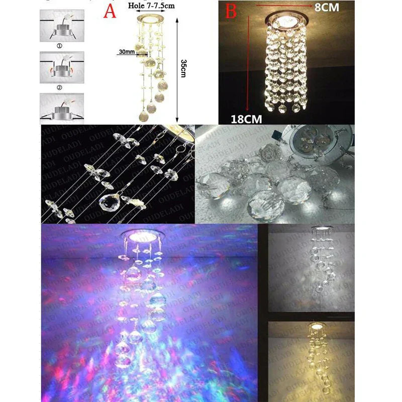 DecorBites™ Crystal LED Downlight for Home Decor, Living Room, Dining, Corridor - Mini Ceiling Lamp