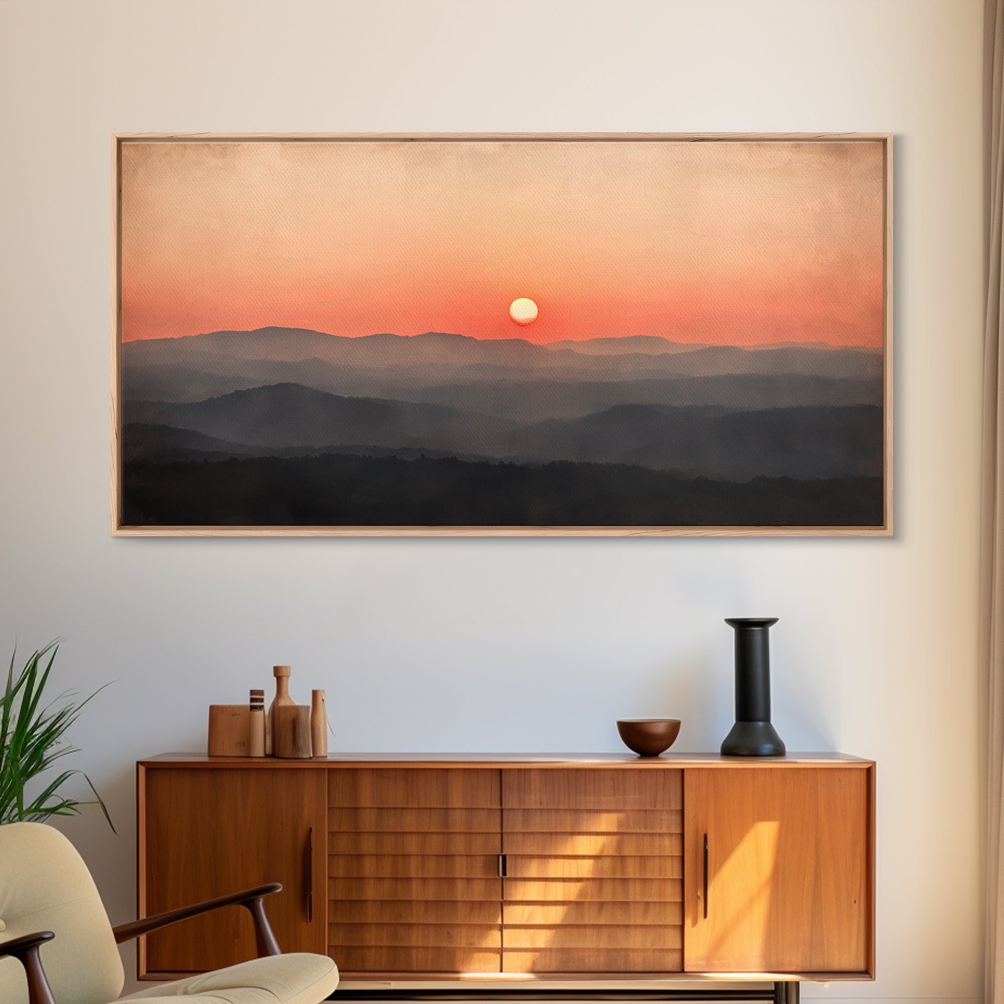 Sunrise Over The Smoky Mountains Framed Canvas Print