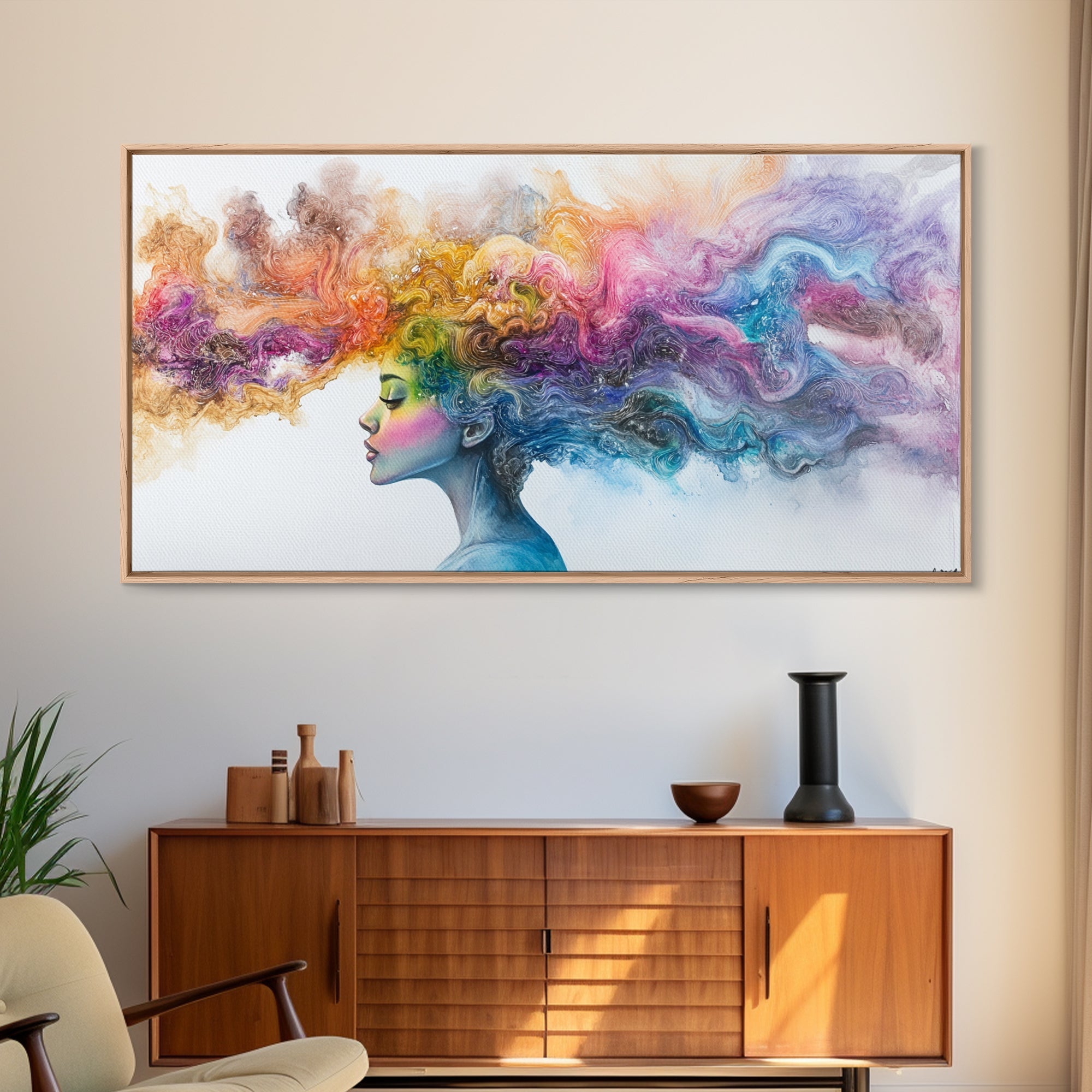 Mind Blowing Abstract Art - Framed Canvas Print - Gift For Her - Colorful Rainbow Art