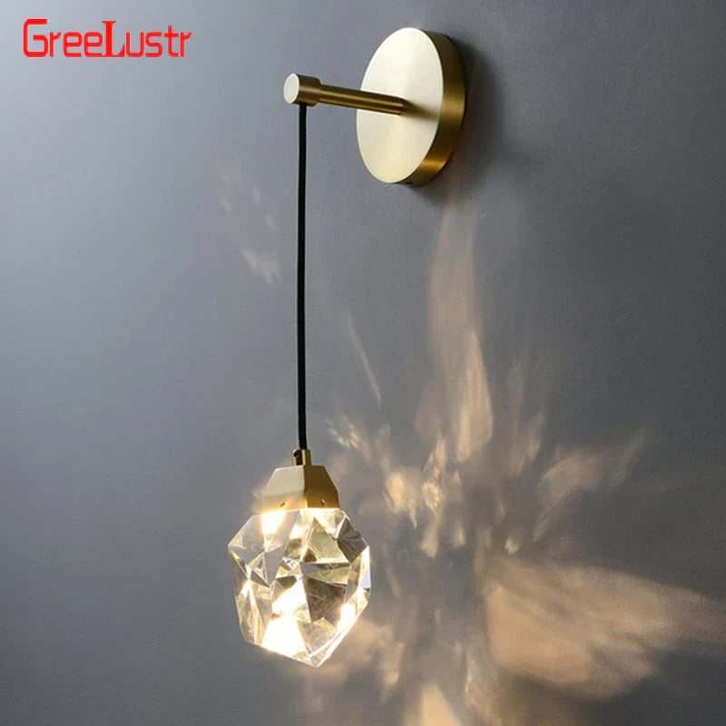 DecorBites™ Crystal LED Wall Sconce Copper Light Fixture for Modern Luxury Home Decor