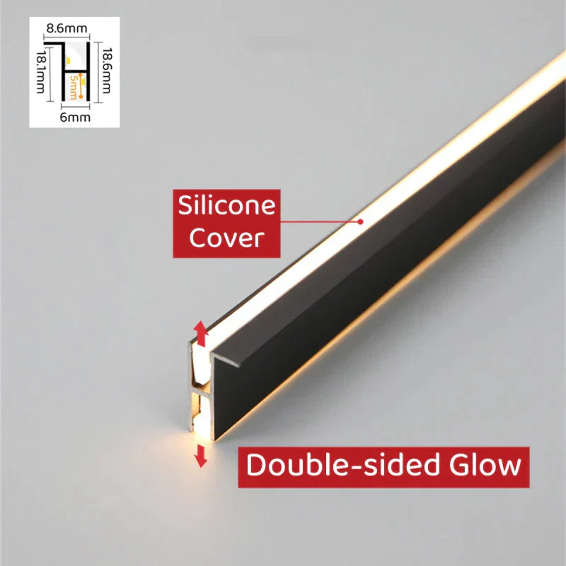 DecorBites™ LED Cabinet Layer Lamp: Ultra-Thin Aluminum Profiles, Up Down Backlight, 18mm Board.
