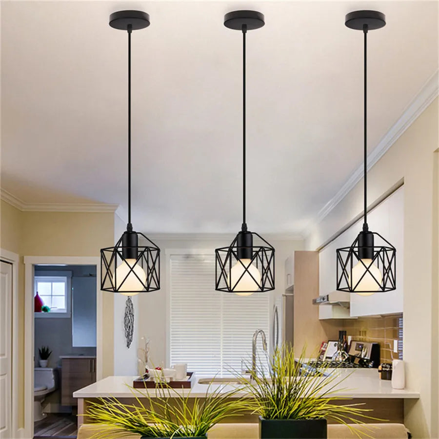 DecorBites™ Iron Frame Retro Led Pendant Light for Kitchen Dining Living Room