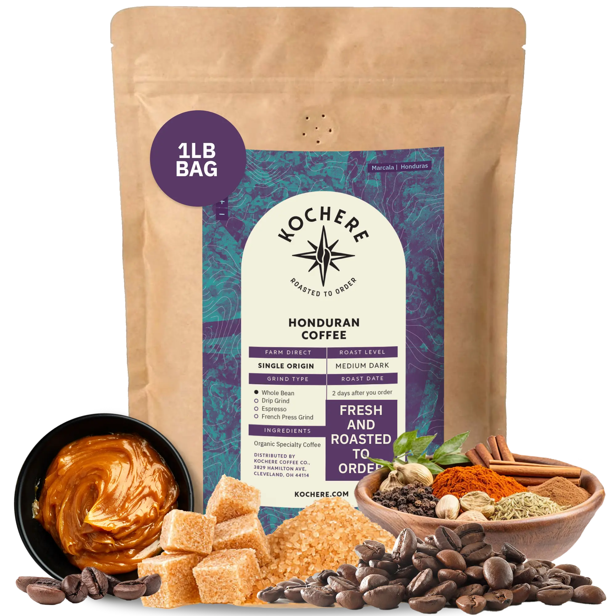 Kochere Coffee Honduran Marcala Organic Medium Roast - Caramel, Spice, Brown Sugar Notes