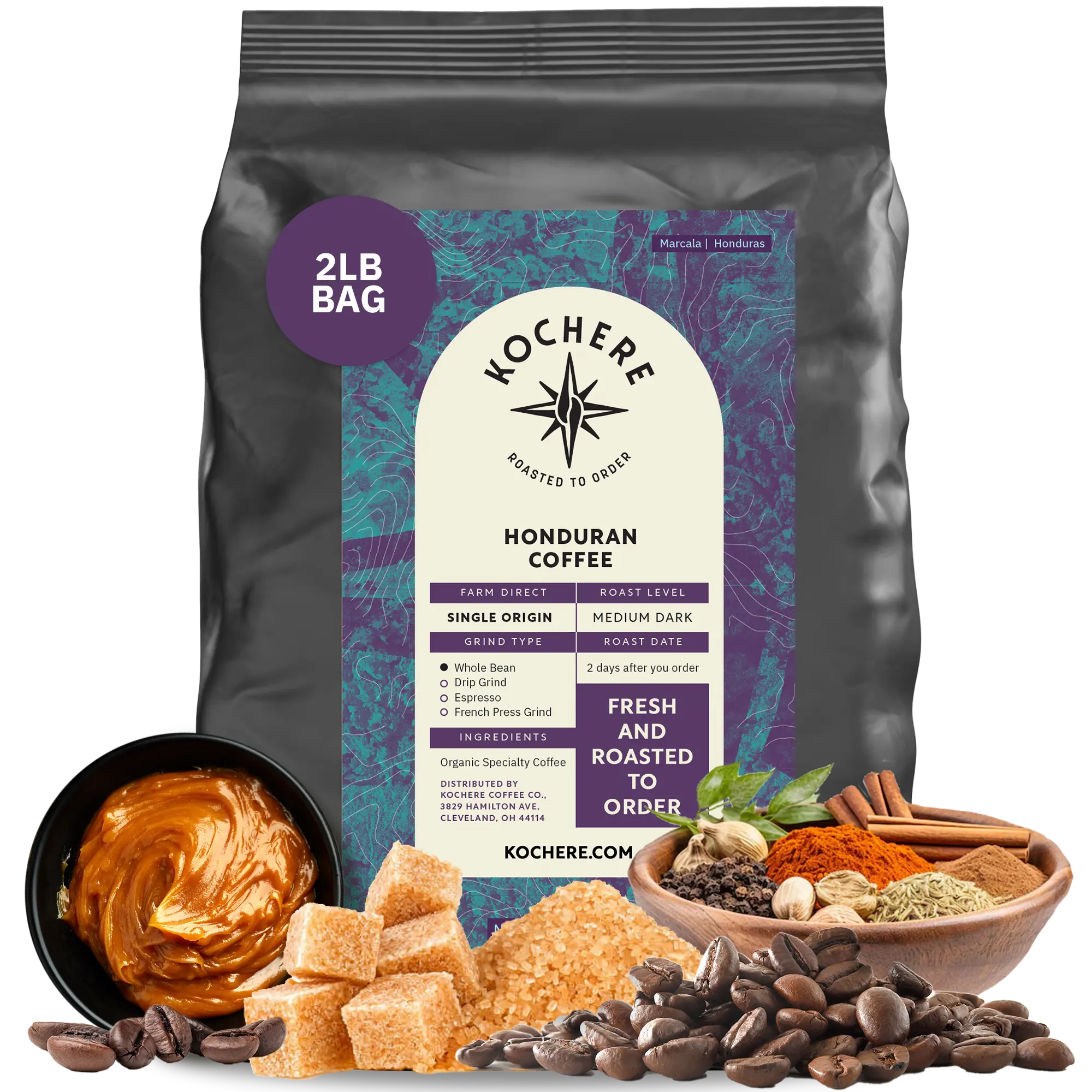 Kochere Coffee Honduran Marcala Organic Medium Roast - Caramel, Spice, Brown Sugar Notes