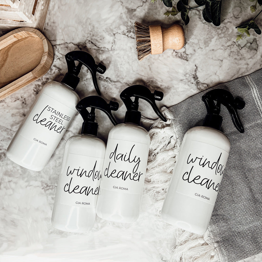 16oz Plastic Spray Bottles With White Or Black Waterproof Labels