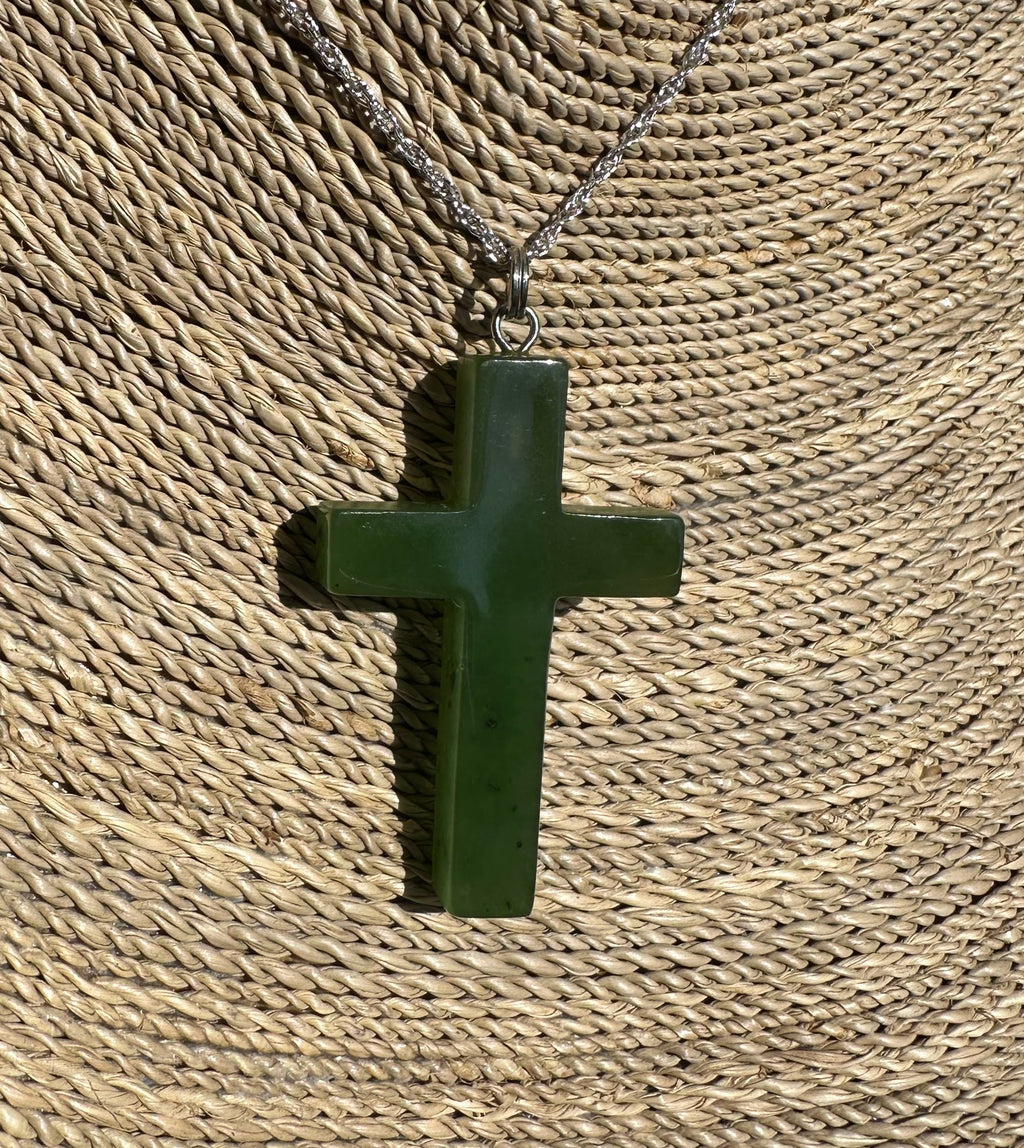 Jade Cross Pendant, 40mm