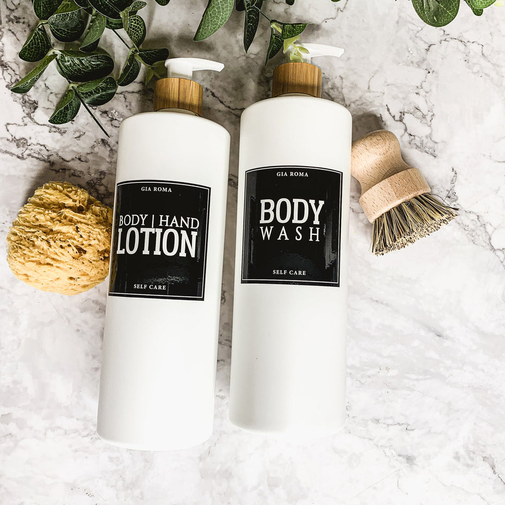 32oz White Plastic Refillable Dispenser Bottles - Reusable Soap Lotion Pump