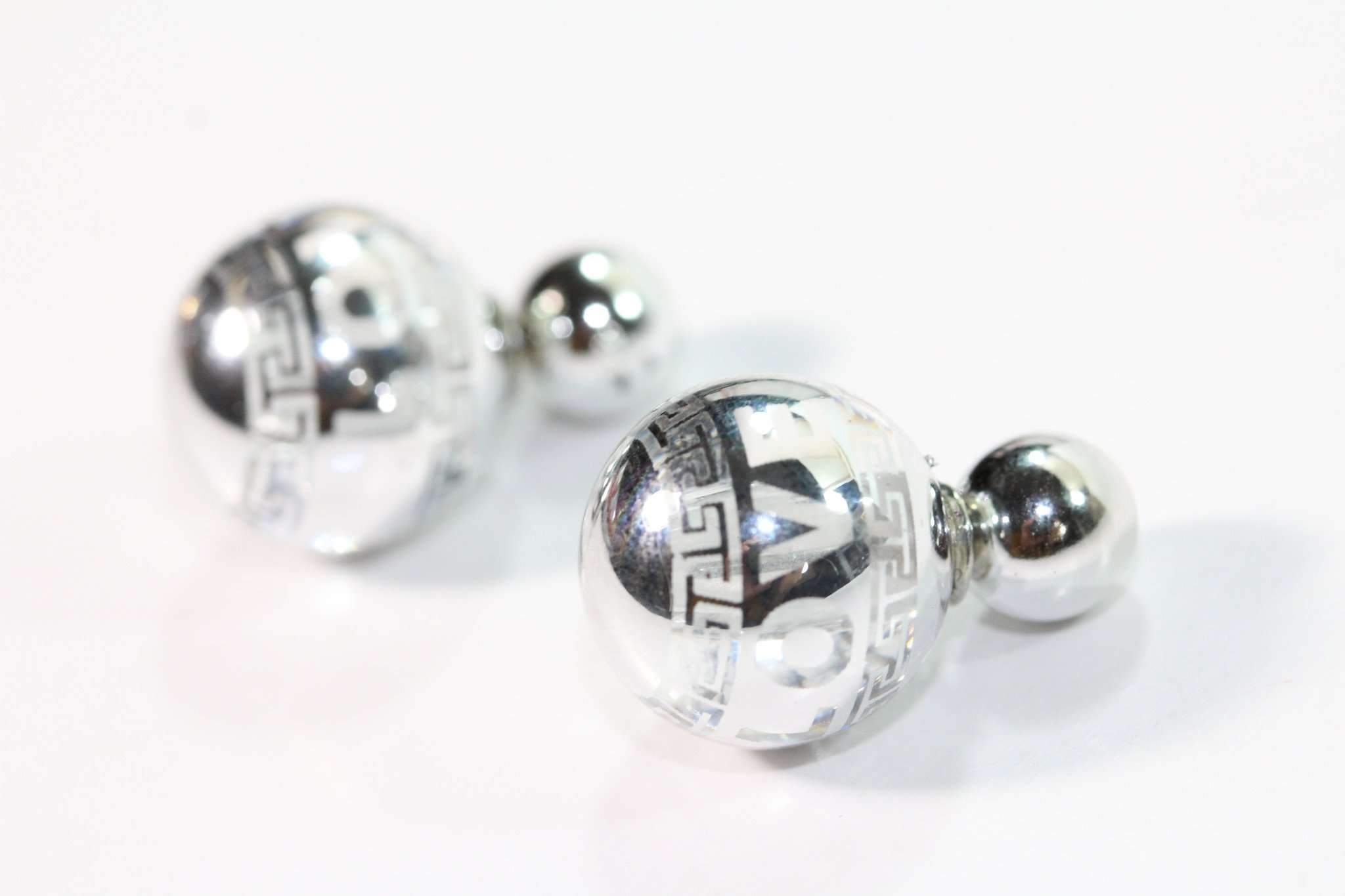 Glass Acrylic Ball Stud Earrings Large Small Polka Dot