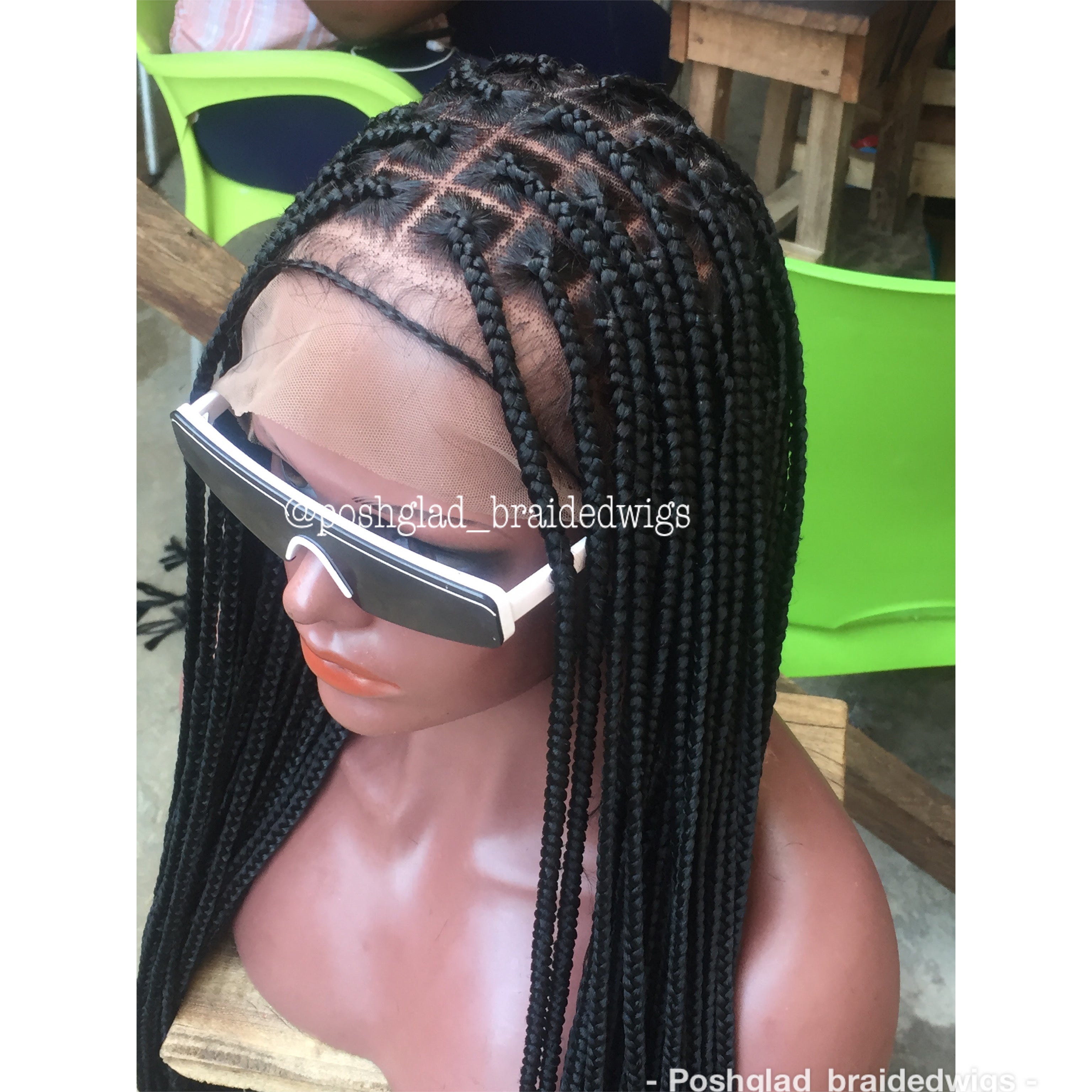 Shade Knotless Braid, Big Size Knots, Full Lace, Midback Length, Color 1