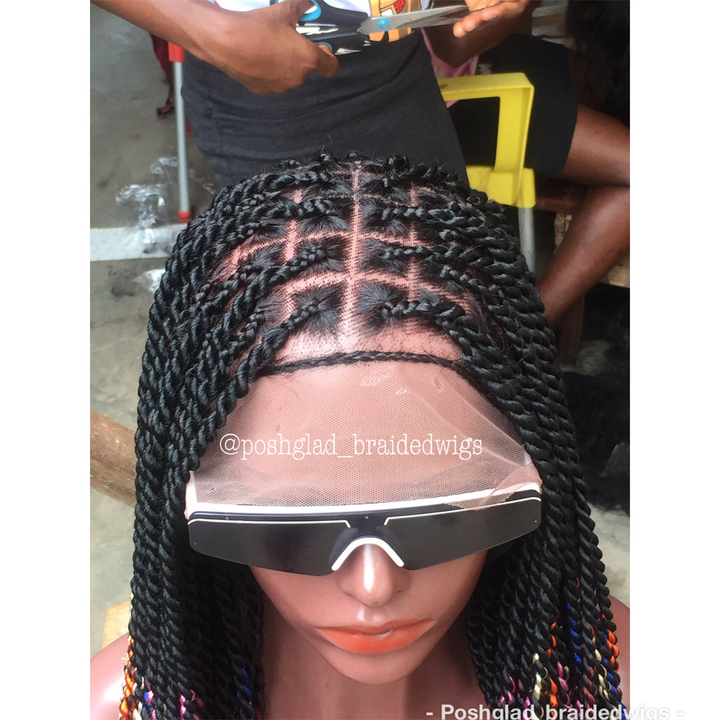 Knotless Braid Twist Wig, Multiple Color, Full Lace, Waist Length