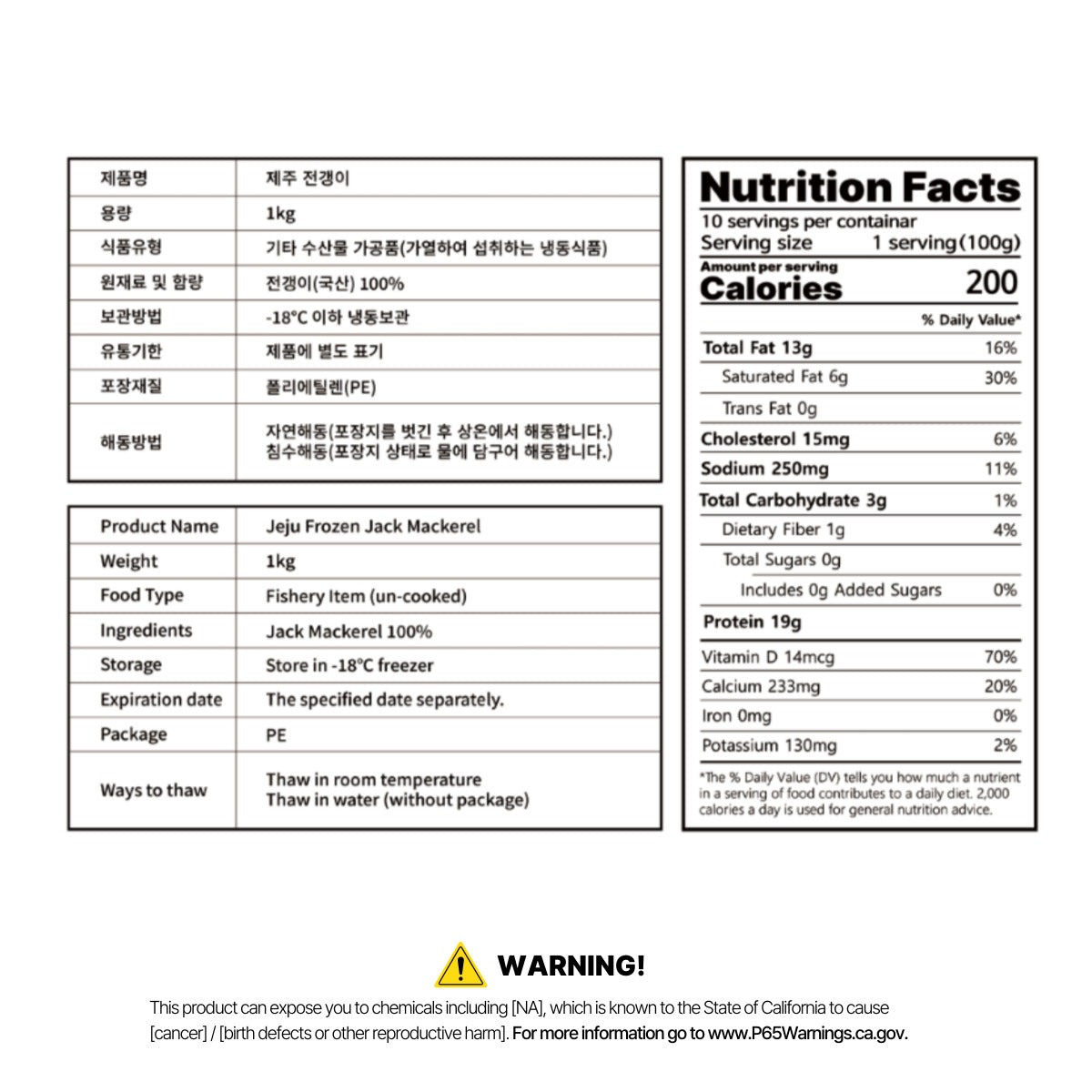 JEJU FROZEN JACK MACKEREL 1Kg