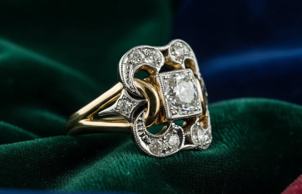 Vintage Geometric Zircon Ring