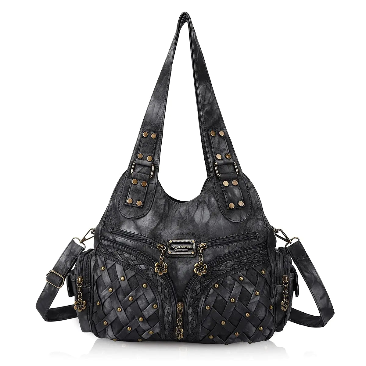 Angel Barcelo Washed Leather Shoulder Top Handle Satchel