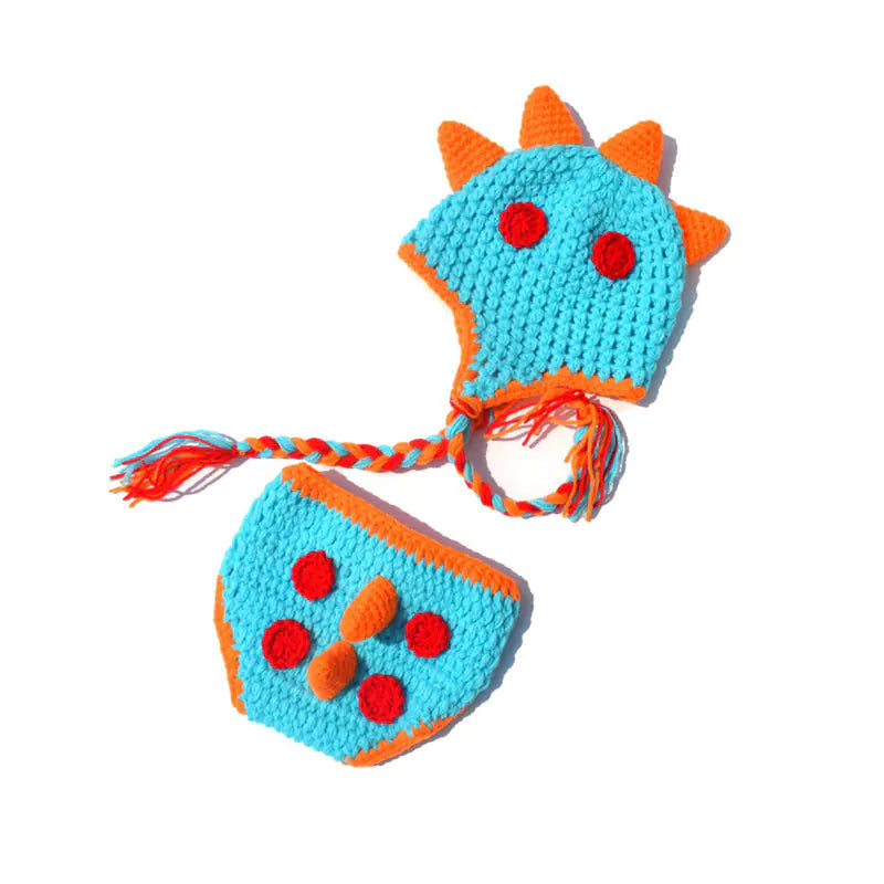 Knitted Dinosaur Baby Hat Set