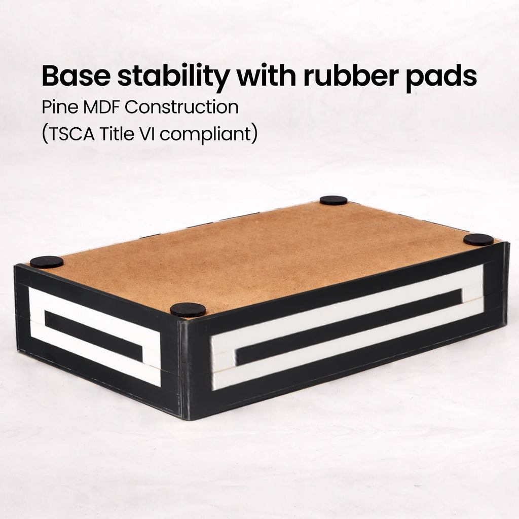 Black White Resin Inlay Concentric Decorative Box - 8 Sizes