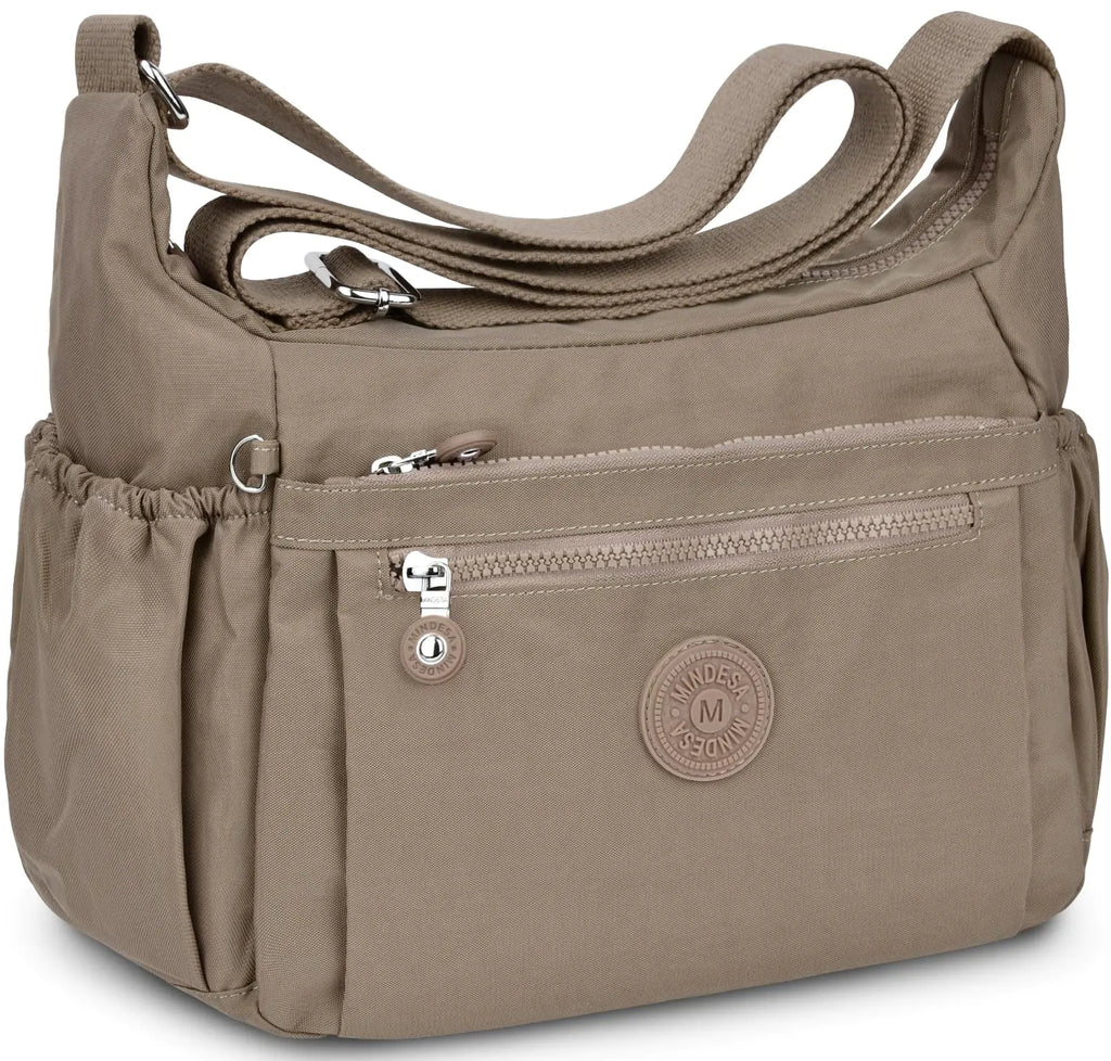 TEUEN Nylon Large Multi-Pocket Shoulder Bag