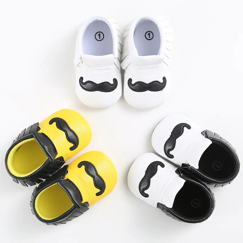 Infant Soft Sole Mustache Walker Shoes