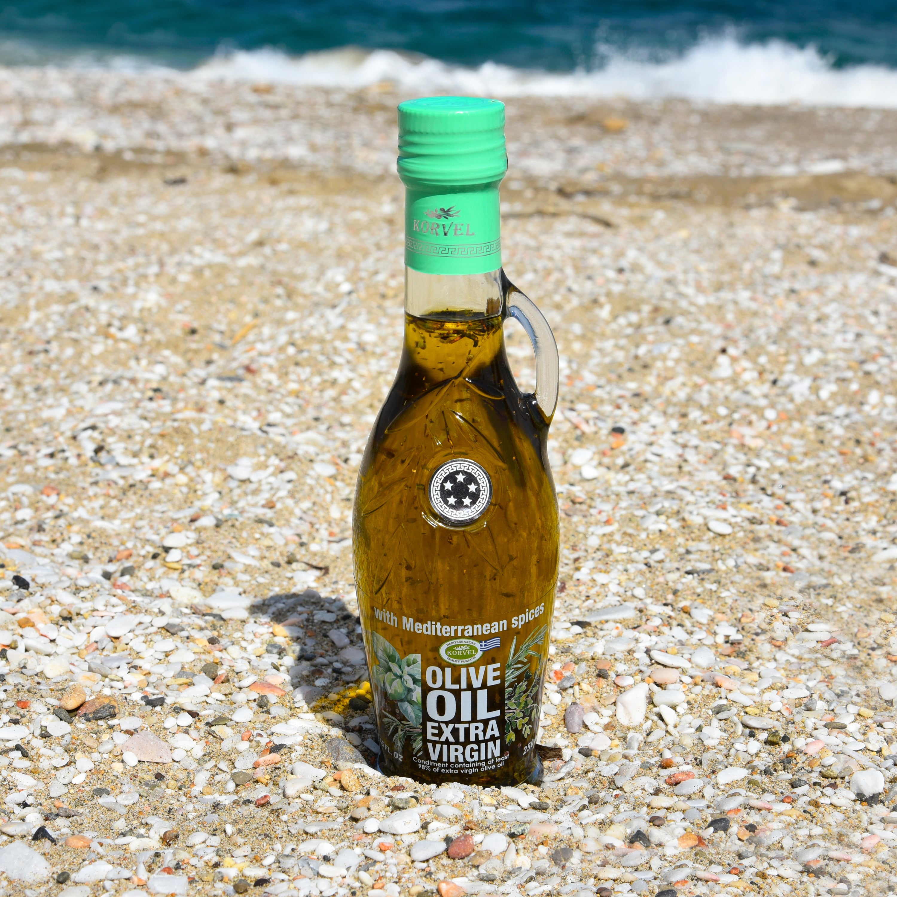 KORVEL Greek Extra Virgin Olive Oil with Mediterranean Herbs - 6 Pack