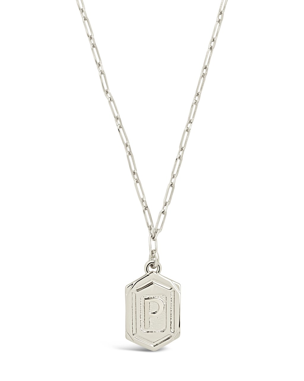 Hexagon Tag Initial Pendant Necklace