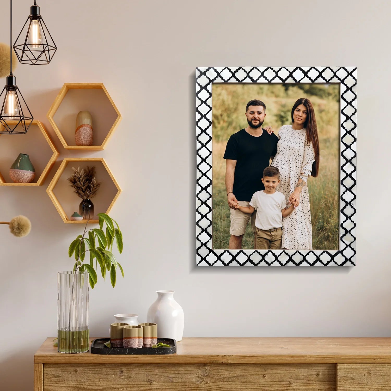 Moroccan Poster Frames Bone Inlay, Black, 9 Sizes