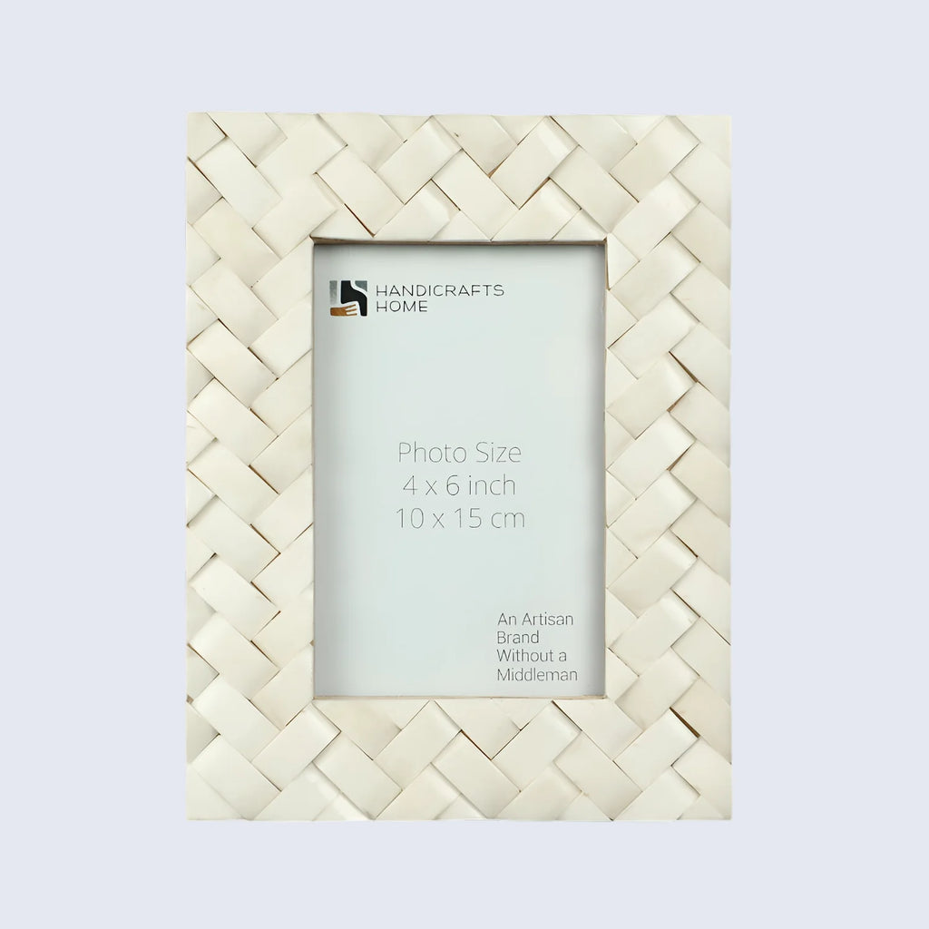 Picture Frame Braided Pattern Collection Bone Inlay White – 4x6 & 5x7"