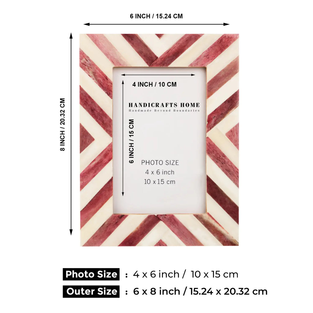 Picture Frame Stylish Chevron Pattern Bone Inlay Purple – 4x4 , 4x6