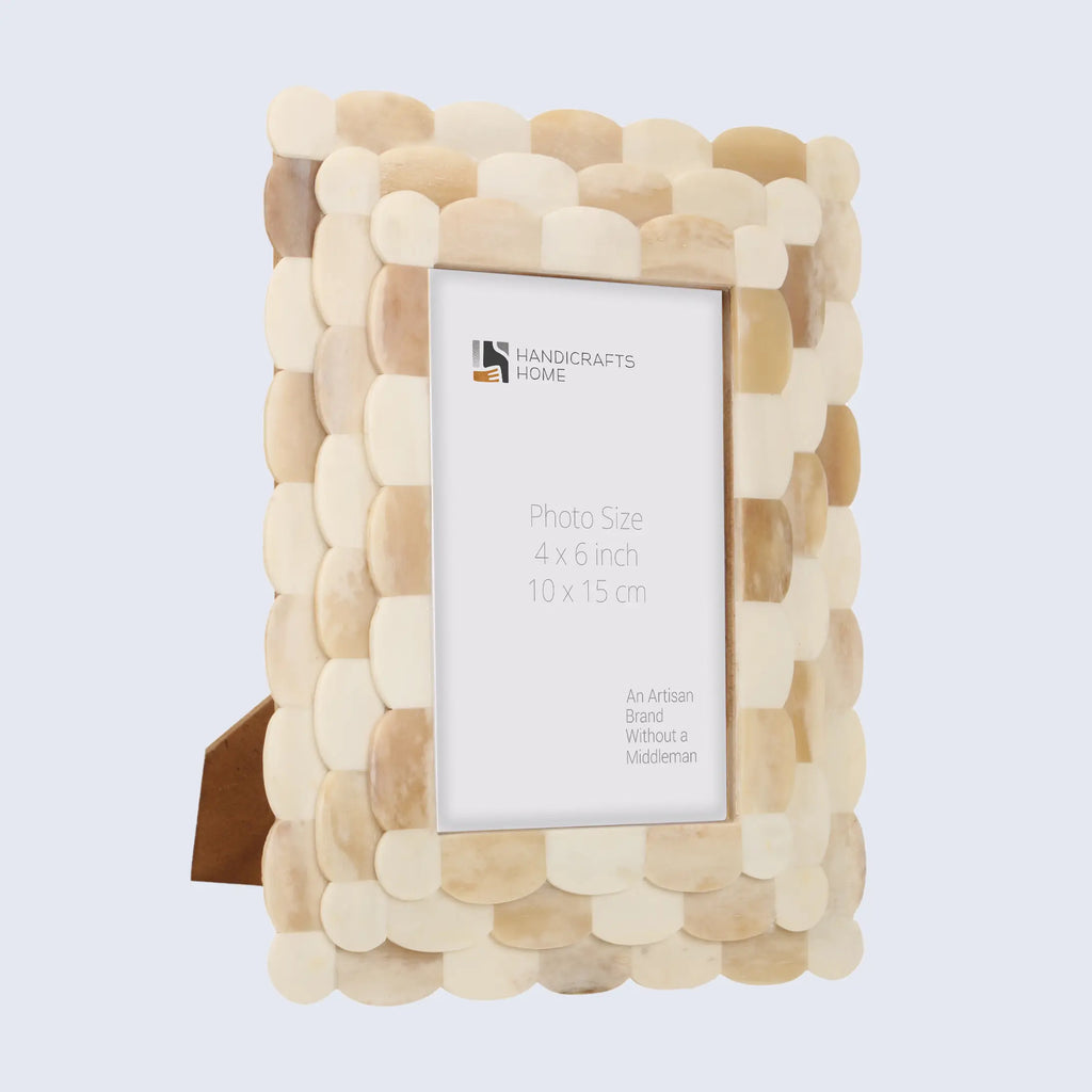 Picture Frame Scalloped Arts Collection Bone Inlay Ivory 4x6