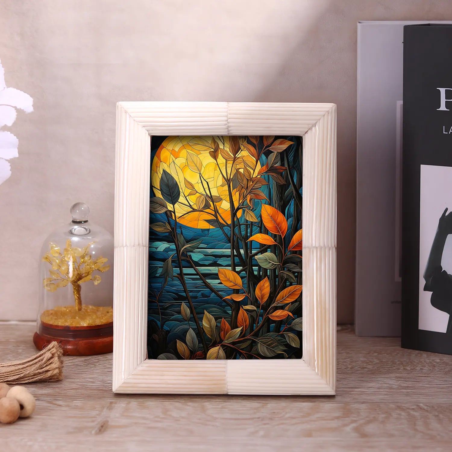 Picture Frame Hand-Carved Collection Bone Inlay White – 3 Sizes