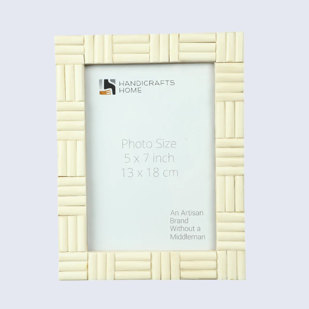 Picture Frame Brick Pattern Collection Bone Inlay White – 4x6 & 5x7"