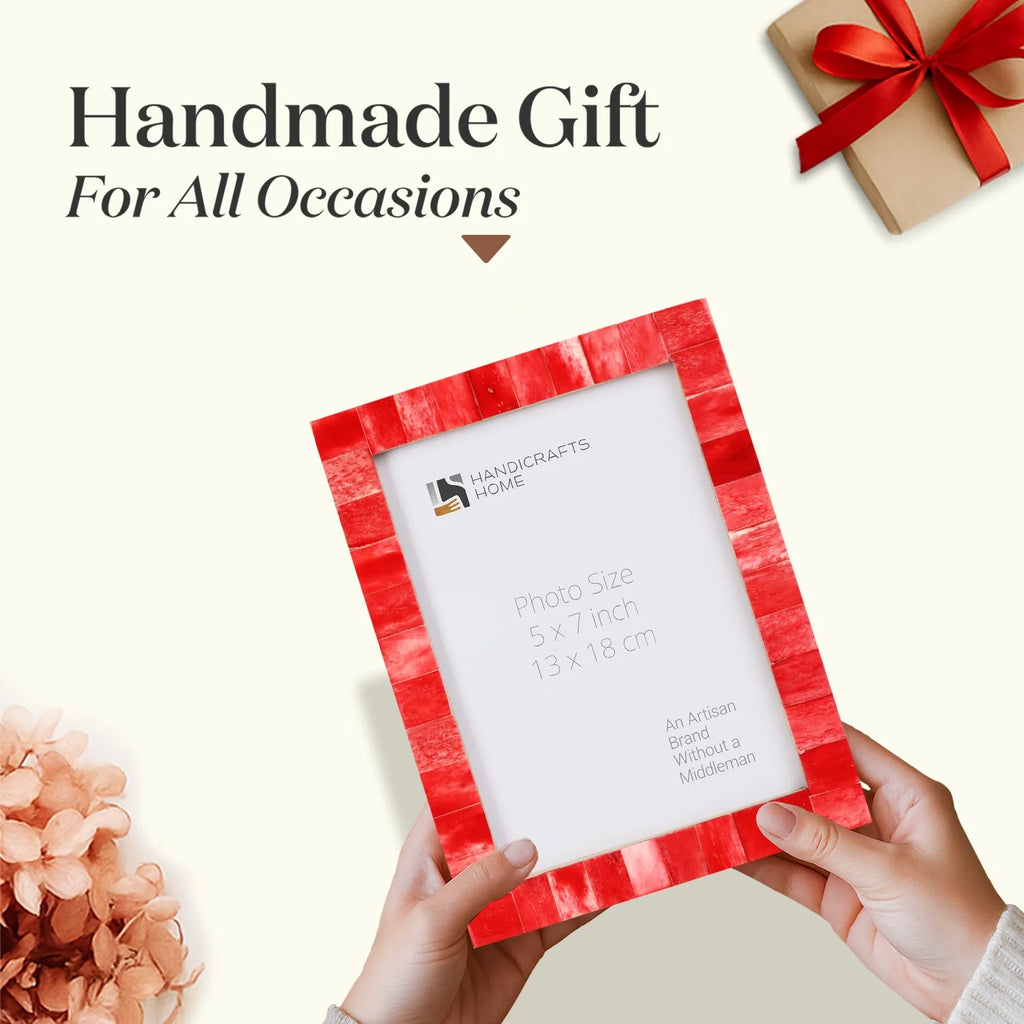 Picture Frame Classic Pattern Collection Bone Inlay Red, Pack of 2, 3 sizes