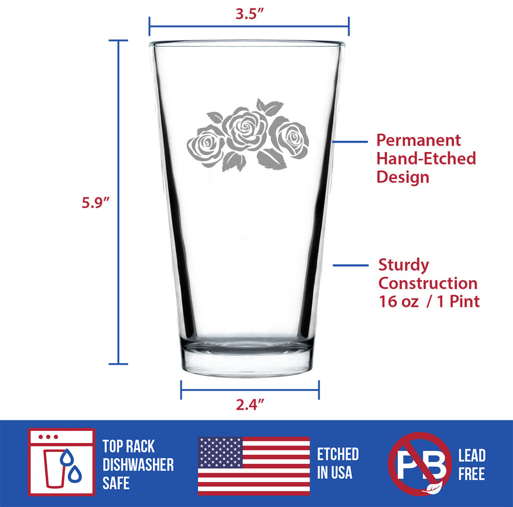Roses - 16 Ounce Pint Glass