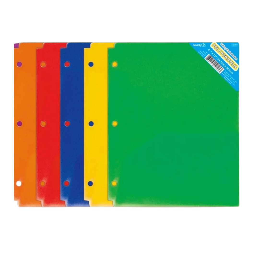 Portafolio poly 2 bolsillos 9" x 12" con huecos