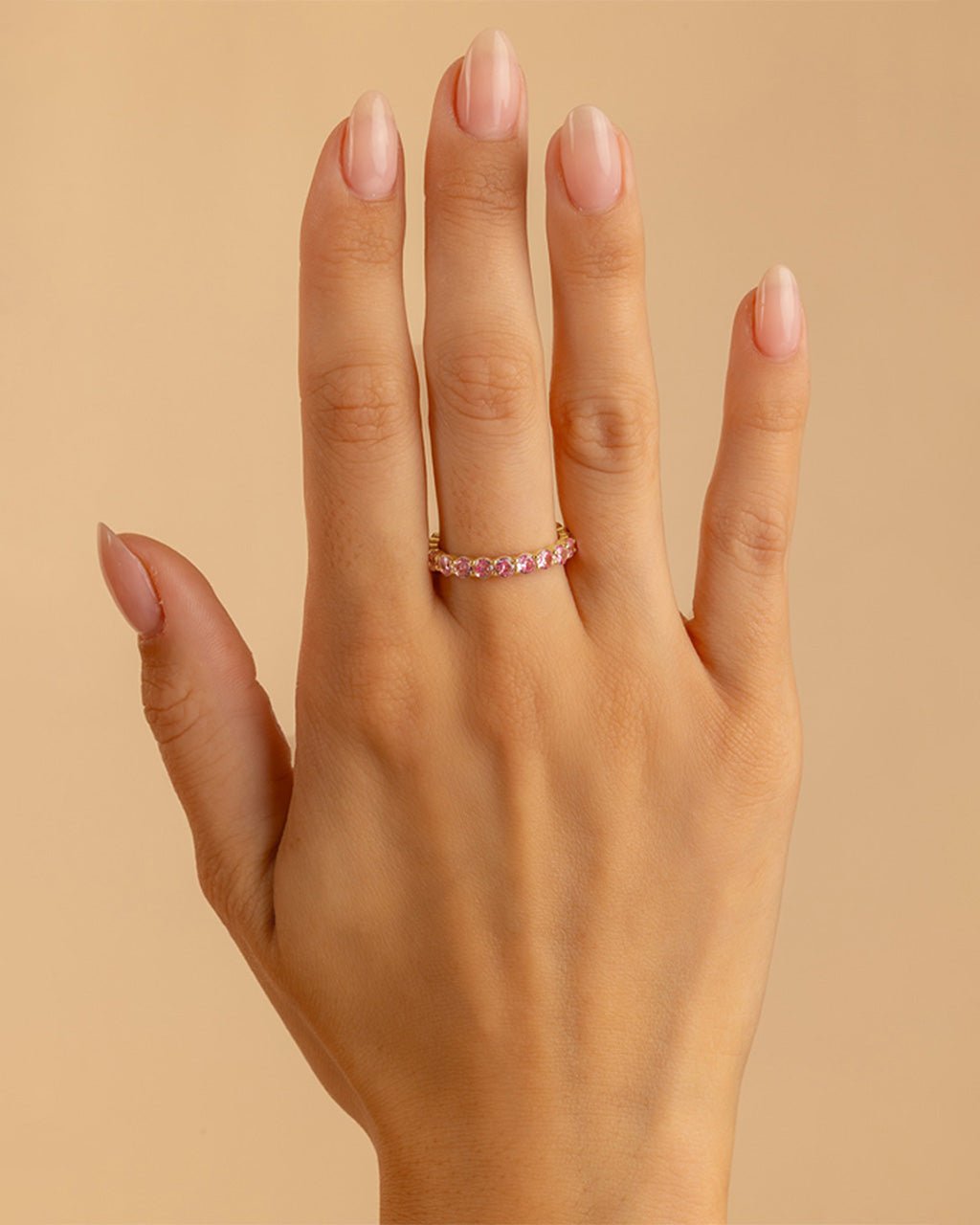 Sterling Silver Gracie Pink Sapphire CZ Eternity Ring