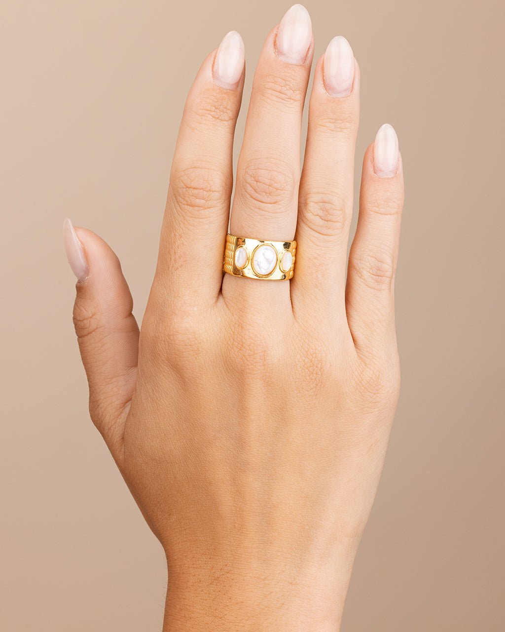 Sterling Silver Galina Triple Moonstone Ring