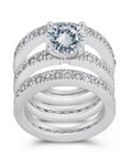 Sterling Silver Brilliant CZ with 2 Bands