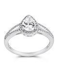 Sterling Silver CZ Pear Cut Engagement Ring