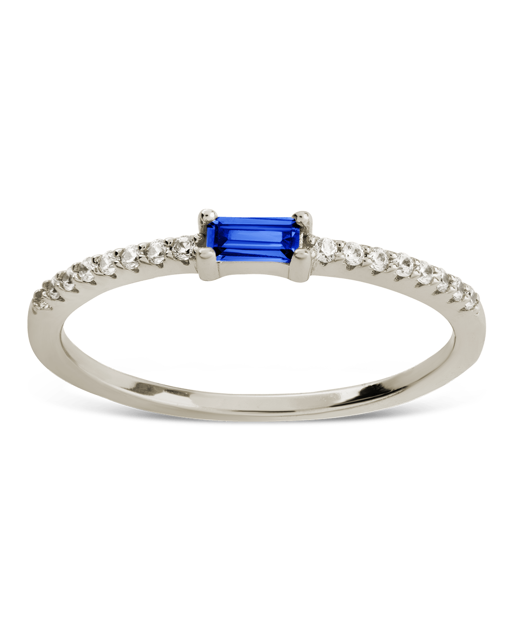 Sterling Silver Thin Sapphire CZ Stacking Birthstone Ring