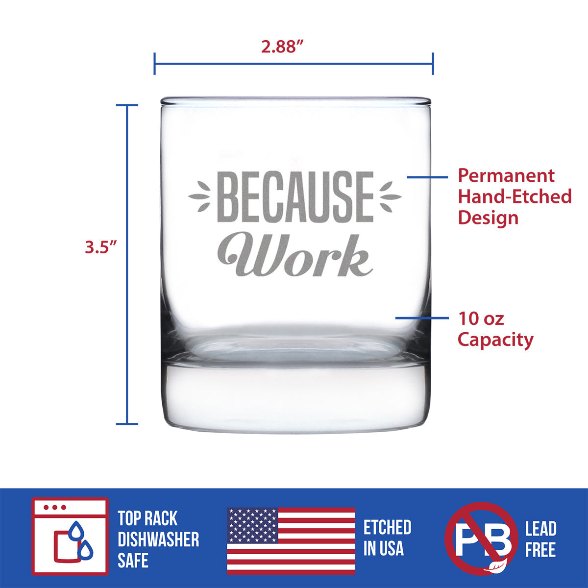 Because Work - 10 Ounce Rocks Glass
