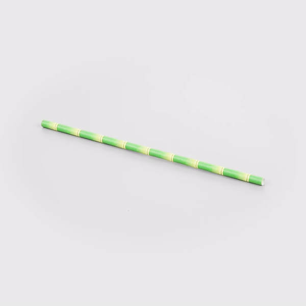 Bev Tek Green Paper Straw - Bamboo Stalks, Biodegradable, 6mm - 7 3/4" - 100 count box